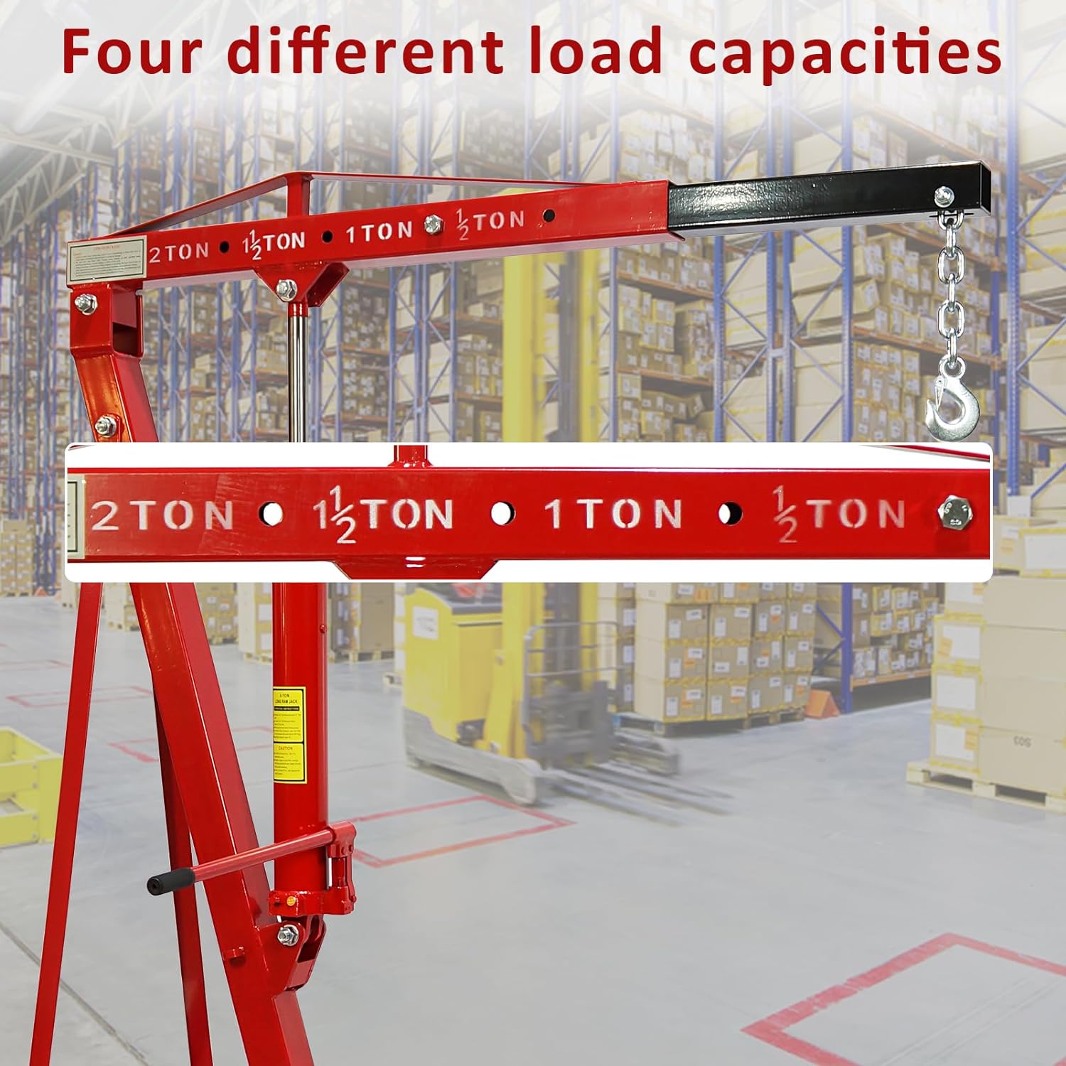 2 Ton Folding Engine Hoist, 4400 LBS Lift for Shop Use