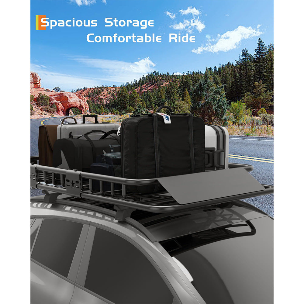 Garvee 64" x 50" x 6" Universal Roof Rack Basket, Heavy Duty Steel Cargo Carrier for SUVs, Trucks, Vehicles, Black
