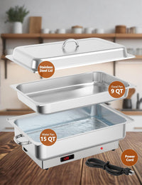 GARVEE 2 PACK Electric Chafing Dish Buffet Set 9 QT Buffet Servers and Warmers Digital Display Temperature Warming Tray Stainless Steel Food Warmer for Parties Weddings Caterings (Copy)