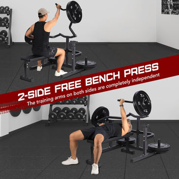 GARVEE Chest Press Machine with Adjustable Flat Bench - Versatile Home Gym Bench Press Rack with Independent Converging Arms and Heavy-Duty Steel Frame
