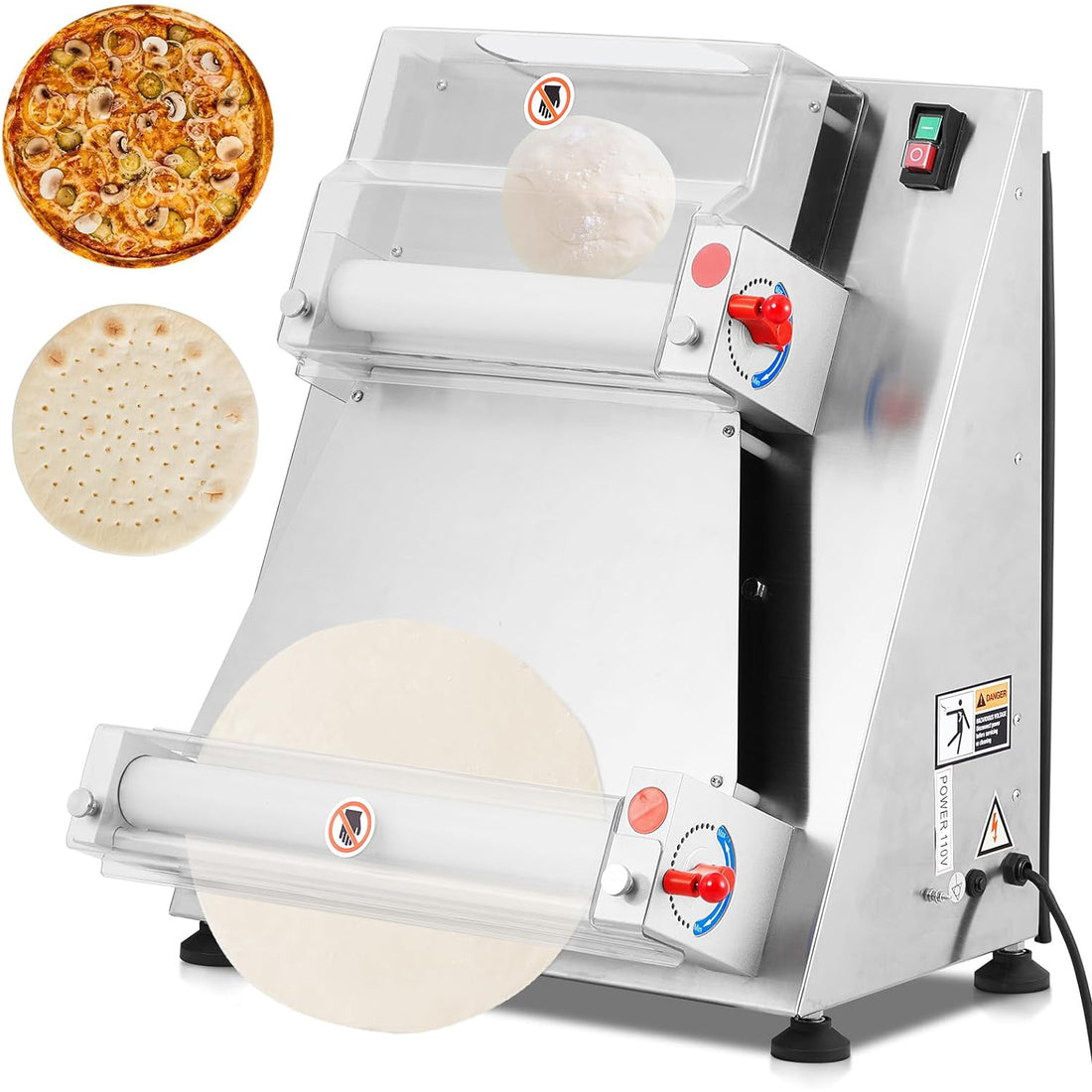 16" Automatic Pizza Dough Roller 370W for Noodle & Bread