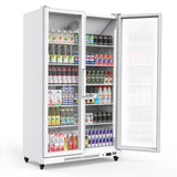 Garvee 27.1 Cu.Ft Commercial Beverage/Merchandiser Refrigerator - Energy Efficient (ETL Listed), Dual-Layer Glass, 10 Adjustable Shelves - Restaurant/Grocery/Home,White - White