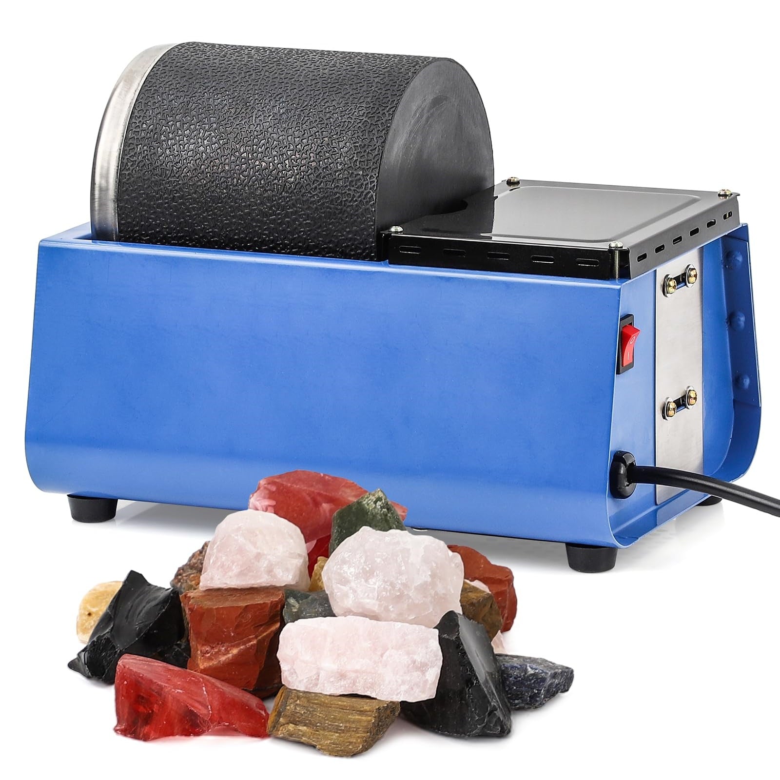 Garvee [3LBS] Professional Rock Polisher Tumbler Kit Includes Rough Gemstones, Quiet Rock Tumbler with Rubber Barrel Could Continue 7 days Polishing