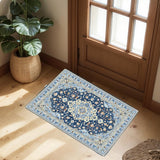 Garvee 2x3 Ft Vintage Machine Washable Area Rug with Rubber Backing for Living Room Bedroom Kitchen Dining Room Home Office Blue - Blue
