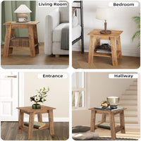 Garvee End Table, Small Side Table, Nightstand With 2-Tier Storage Shelf, Wood Bedside Table, Narrow Side Table Living Room, Side Table for Small Spaces, Bedroom, Entryway, Farmhouse, Rustic Brown