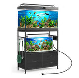 Garvee 20-29 Gallon Fish Tank Stand, Metal Double Aquarium Stand with Cabinet, Heavy Duty Reptile Terrarium Stand for Home Office Fish Tank Shelf, 330LBS Capacity, Black - Black