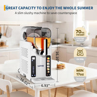 Garvee Slushie Machine for Home - 70 oz Ice-Free Frozen Drink Maker, Self-Cleaning Function with 6 Preset Programs for Margaritas, Frappés, Milkshakes, White