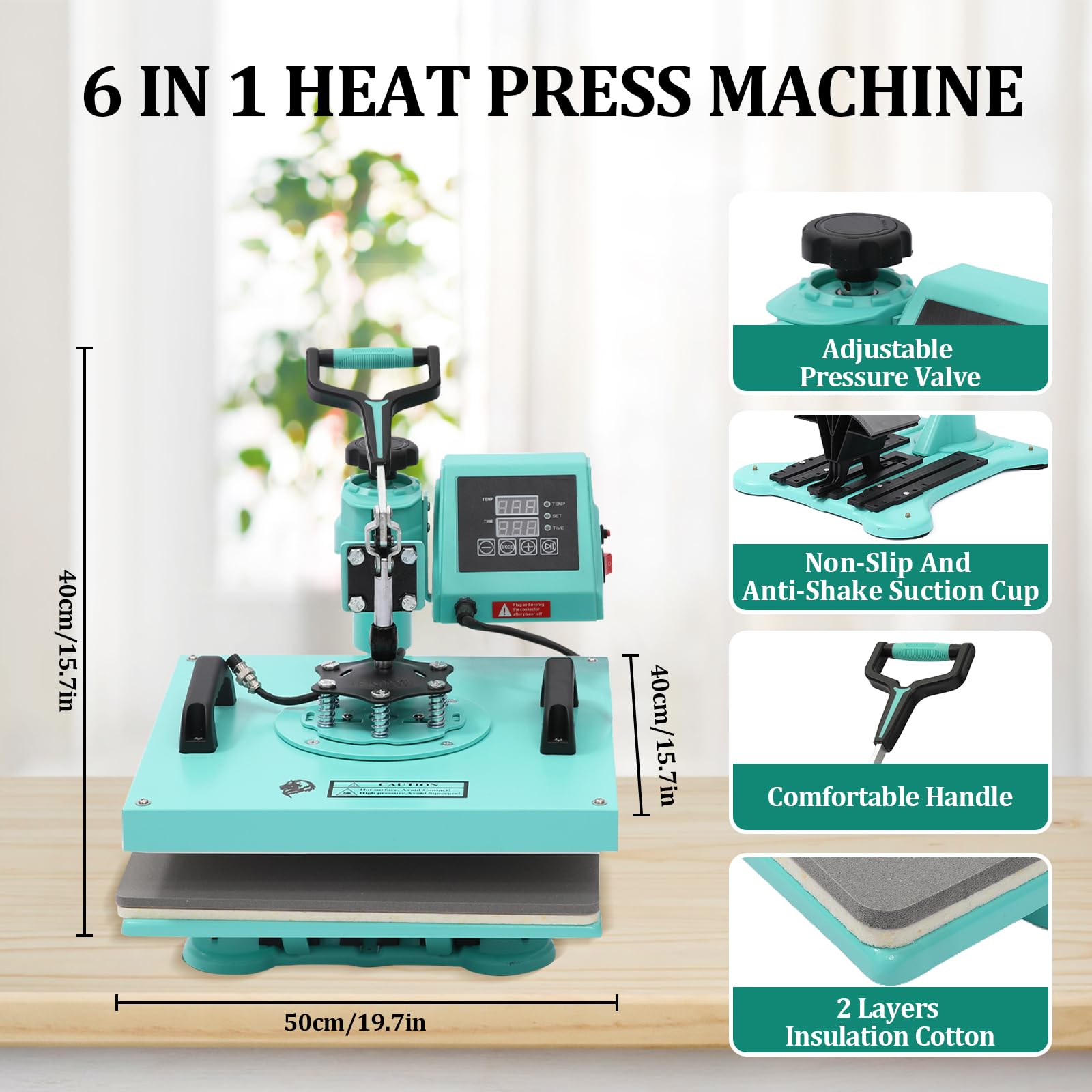 Garvee 6 in 1 Heat Press Machine, 15x15in Multifunction for T