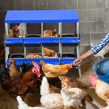 Garvee Chicken Nesting Box 8-Hole Roll Away Egg Laying Box with Lid, Heavy-Duty Galvanized Steel, Blue, Easy Clean & Egg Collection - Blue