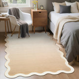 Garvee Scalloped Washable Ombre Rug Non Slip Low Pile for Living Room Bedroom Dining Room 8x10 Beige - Beige