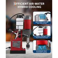 Garvee Portable Magnetic Drill Press Kit - 2" Boring Diameter, 1550W, 10-Speed Mag Drill, 820 RPM, 14,000N Magnetic Force, Double Dovetail Guide with Adapter & Bits for Steel and Metal Drilling