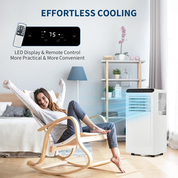 Garvee 8000 BTU Portable Air Conditioners Cool Up to 350 Sq.Ft,3 IN 1 Portable Ac Unit with Remote Control/LED Display/24Hrs Timer/Window Installation Kit & Low Noise for Home/Hotel/Office - Black Top