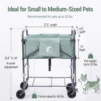 Garvee Portable Dog Bath Tub for Small & Medium Dogs, Folding Elevated Pet Grooming Station with Wheels, 4-Level Adjustable Height, Dog Wash Station for Home, 1000D PVC, Fits Up to 33 lbs, Light Gray