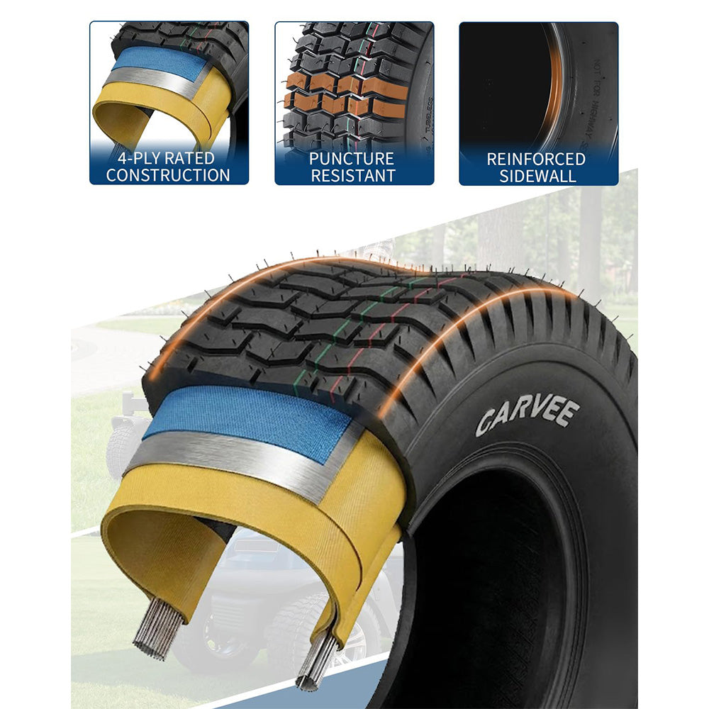 Garvee 2 Pack 13x5.00-6 Lawn Mower Tire V Pattern Tubeless for Lawn & Garden Riding Mower Tractor Golf Cart Utility Vehicles 4PR Black