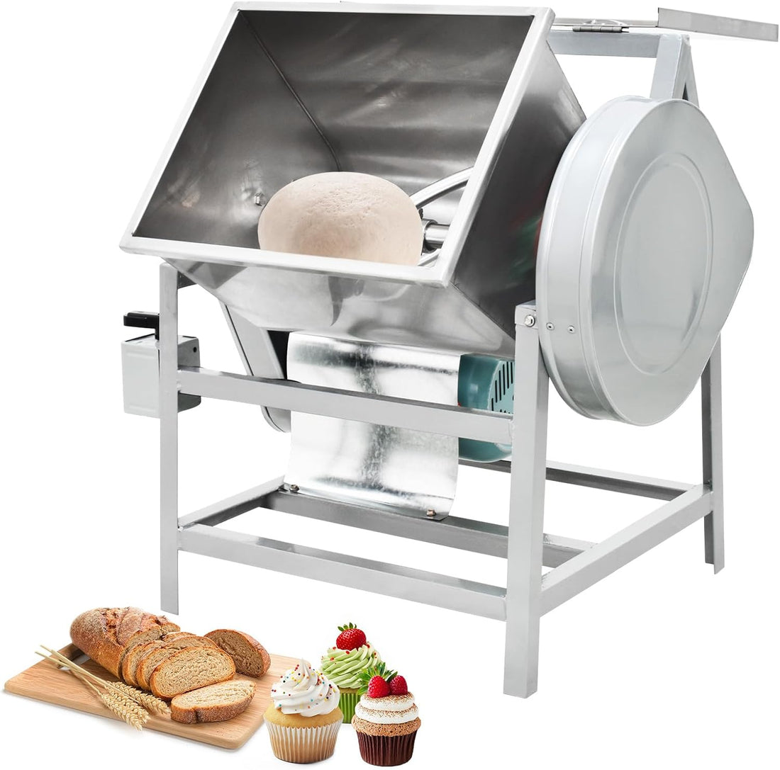 GARVEE 50 QT Commercial Dough Mixer, Professional Pizza Dough Mixer, 110V 2200W Electric Stand Mixer Dough Kneading Machine with 90 Degree Tilt for Bakeries Pizzerias, Silver