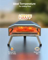 Outdoor 12" Gas Pizza Oven, Propane, Portable Camping Design