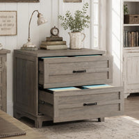 Garvee Farmhouse 2-Drawer Lateral Filing Cabinet - Wide Wood Organizer for A4/Letter/Legal Documents - Heavy-Duty Frame - Spacious Top - Ideal for Home Office or Living Room - Gray