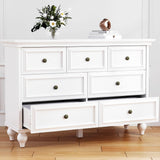 Garvee 7 Drawer Vintage Dresser with Metal Handles, MDF Board, Ample Storage, Anti-Rewind Tape, for Bedroom, Living Room