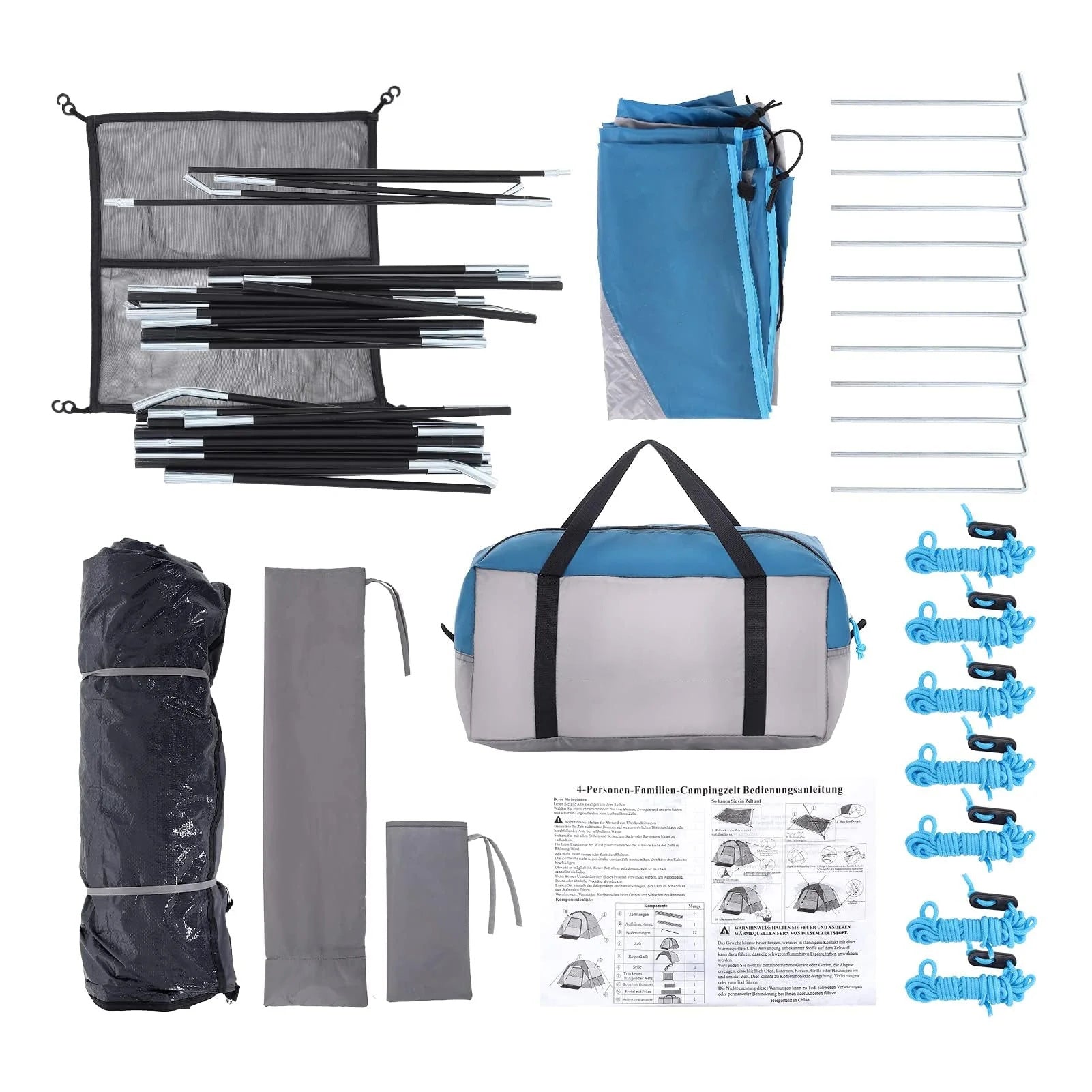 Garvee 4-6 Person Camping Tent - Waterproof Lightweight with Rainfly, Easy Setup for Hiking, Backpacking & Outdoor Travel, Light Blue