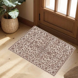 Garvee 2x3 Ft Boho Area Rug Camel Red, Modern Machine Washable Floral Carpet for Living Room Bedroom, Ultra Thin Low Pile, Non Slip Backing - Red Brown