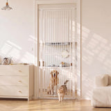 71" Extra Tall Pet Gate for Cats, 30.3-40.9'' Width Adjustable Pet Door | No-Drilling Pressure Mounted, Cat Gate with Door for Stairs, Doorways, Kitchen, 4 Extensions Kits - White