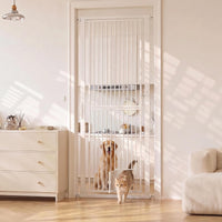 71" Extra Tall Pet Gate for Cats, 30.3-40.9'' Width Adjustable Pet Door | No-Drilling Pressure Mounted, Cat Gate with Door for Stairs, Doorways, Kitchen, 4 Extensions Kits