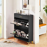 Garvee Shoe Storage Organizer Freestanding 8 Pair Storage with 2 Flip Doors for Entryway Hallway Bedroom 32x10x43in Black