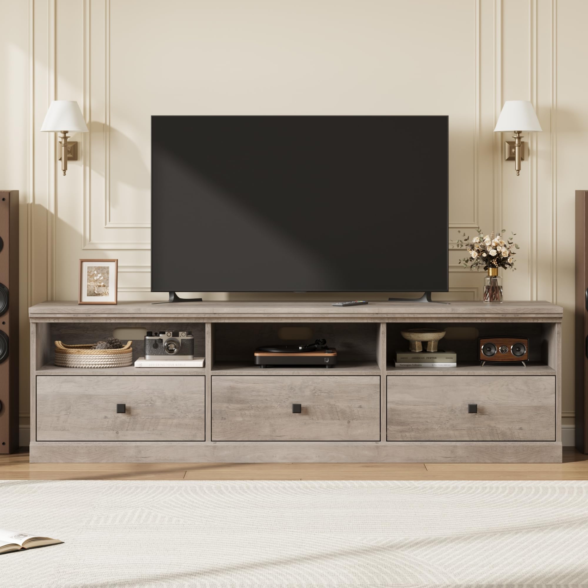 【ACME FURNITURE】 GRANDVIEW TV SHELF Versailles TV Console (Cherry Oak) Acme Furniture | Furniture Cart
