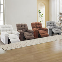 Garvee Recliner Chair with Massage and Heat, Single Sofa Wide Rocker Chair, Heat Ergonomic Overstuffed Breathable Fabric Reclining Chair with 2 Side Pockets, Remote Control, Living Room, Brown