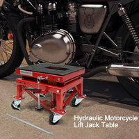 Hydraulic Motorcycle Lift Jack, MERXENG 300 LBS Capacity Steel ATV Scissor Lift Jack with Wheels for Motorcycles, Portable Motorcycle Lift Table