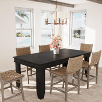 Garvee Farmhouse 71" Wood Rectangular Dining Table with L-Shaped Legs Suitable for 6-8 People for Dining Room, Black
