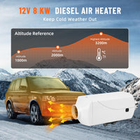 8KW 12V Diesel Air Heater with LCD & Remote, 9L Muffler Included