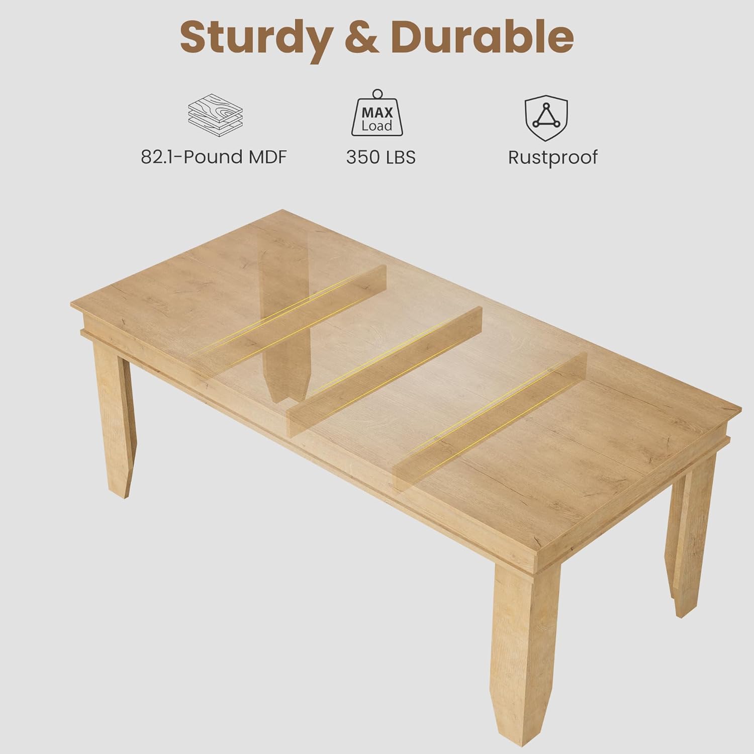 Garvee Farmhouse 71" Wood Rectangular Dining Table with L-Shaped Legs Suitable for 6-8 People for Dining Room, Natural