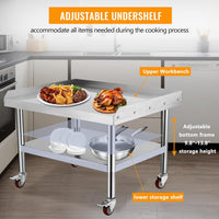 GARVEE 24"L x 24"W x 24"H Stainless Steel Equipment Grill Stand Table - 1000 lbs Top Shelf, 220 lbs Bottom Shelf, 2" Edge Baffle, with Wheels for Home, Hotel, and Commercial Kitchens