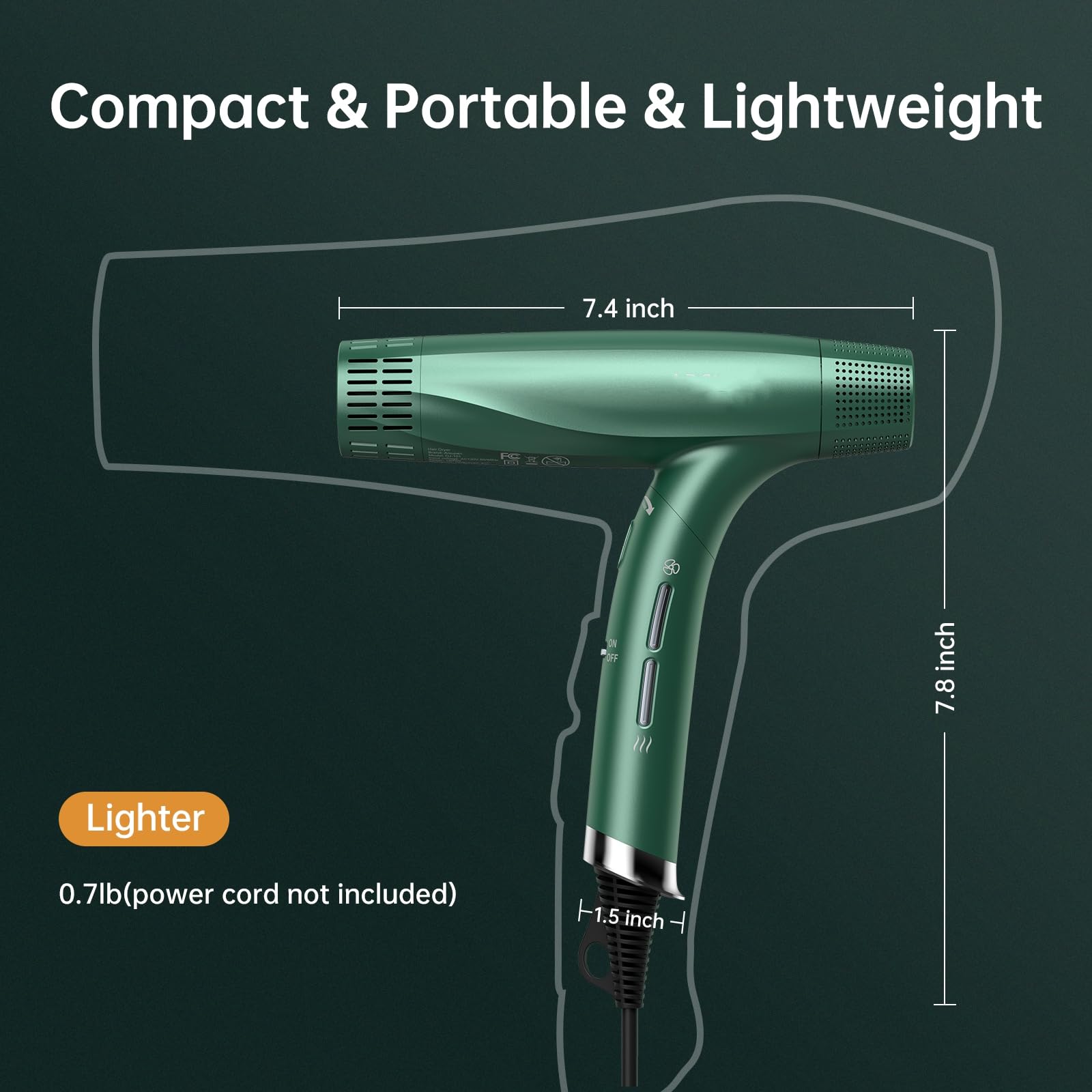 GARVEE Professional Hair Dryer High Speed, Quiet, Travel-Friendly