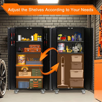 Garvee Metal Storage Cabinet 72"H with Wheels, Steel Tool Cabinet with Pegboard, Adjustable Shelves, Lockable Rolling for Home, Garage, Office, Gray