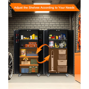 Garvee Metal Storage Cabinet 72"H with Wheels, Steel Tool Cabinet with Pegboard, Lockable Rolling Garage Cabinet for Home, Garage, Office, Black