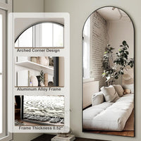 Garvee Arched Full Length Mirror 65"x22" Mirror Standing Hanging or Leaning Wall, Full Body Floor with Stand Aluminum Alloy Thin Frame for Bedroom