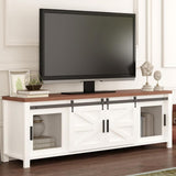 Garvee Farmhouse Industrial TV Stand 55-65Inch with Sliding Barn Door, Wood Rustic Media Console, Storage Cabinet for Living Room, Kitchen, Dining Room