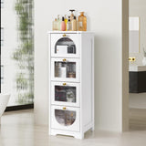 Garvee Small Bathroom Floor Cabinet, Freestanding Bathroom Organizer and Storage Cabinet with 4 Drawers, 33" Slim Wooden Storage Cabinet for Narrow Spaces Bedroom Living Room, White