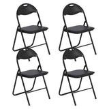 Garvee Folding Chairs with Padded Seats, Black Metal Folding Chairs with Non-Slip Feet Pads for Desks Home Office Steel Guest Reception Party Poker Stackable Conference Chairs - Set of 4
