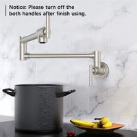 Pot Filler Faucet, Wall Mount Lead-Free Brass Pot Filler Kitchen Faucet with cUPC Certified, Folding Stretchable Kitchen Faucet with Double Joint Swing Arms, Single Hole
