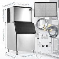 Garvee 550Lbs/24H Ice Maker ETL Approval 370 Lbs Storage Bin, Stainless Steel Clear Ice Cube Maker, 15x20 Ice Cube