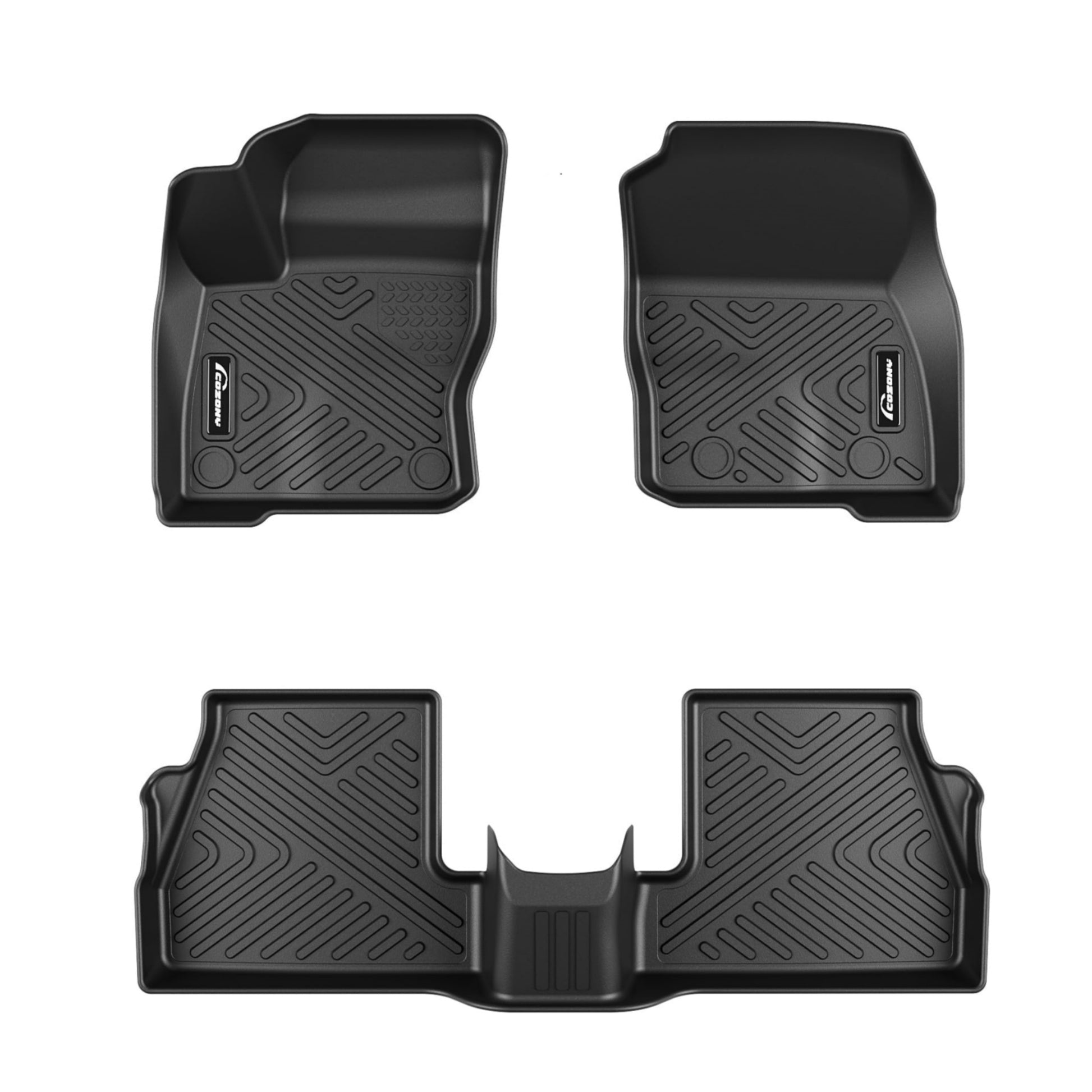 Garvee Floor Mats for 2012-2018 Ford Focus, TPE All Weather Accessories, Custom Fit Front & 2nd Row, Black