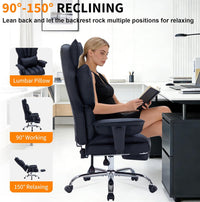 Garvee Big and Tall Computer Gaming Desk Chair, 400 LBS Capacity, Ergonomic High-Back Executive Office Chair with Footrest, Padded Adjustable Armrest, for Heavy People, Long Hours, Black