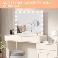 Garvee Vanity Mirror with 17 Dimmable LED Bulbs, Tabletop Lighted Mirror with Lights, Makeup Mirror with 3X Magnification, 3 Colors Modes,Touch Control, USB Charging Port, 32”x24”, White
