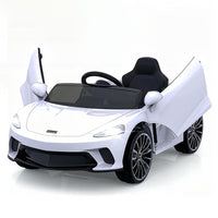 Garvee Ride - P Series: 12V Kids Ride on Car, Licensed Mclaren Battery Powered Electric Car with Remote Control, 3 Speeds, Bluetooth Music, Horn, LED Lights, 4-Wheel Ride on Toys - White