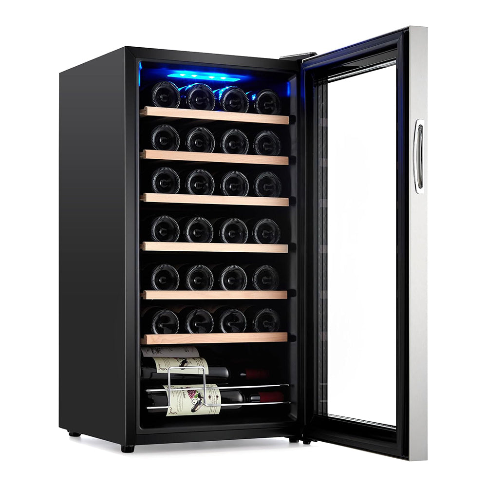 Garvee 28 Bottle Compressor Wine Cooler, Wine Cellar with Adjustable Temp Control, Freestanding Beverage Refrigerator for Red, White, Champagne, Beer, Soda