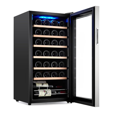 Garvee 28 Bottle Compressor Wine Cooler, Wine Cellar with Adjustable Temp Control, Freestanding Beverage Refrigerator for Red, White, Champagne, Beer, Soda