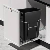 Garvee Pull Out Trash Can Under Cabinet, Stainless Steel Slide Out Garbage Can Shelf Under Sink, Adjustable Slide Out Shelf for Waste Can Under Kitchen Sink for 30L Trash Can, Trash Can Not Included